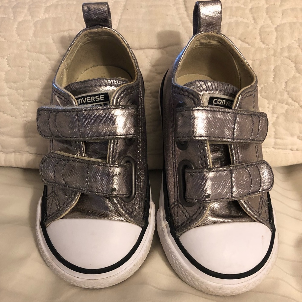 Toddler Girls size 5 Metallic Silver Converse